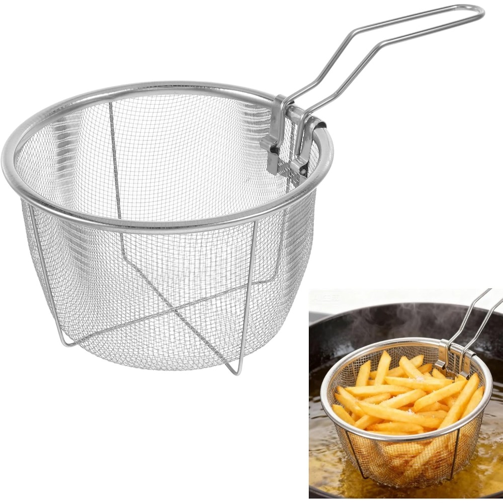 Home Cooking In French - Keranjang Goreng Bulat dengan Pegangan Lipat,